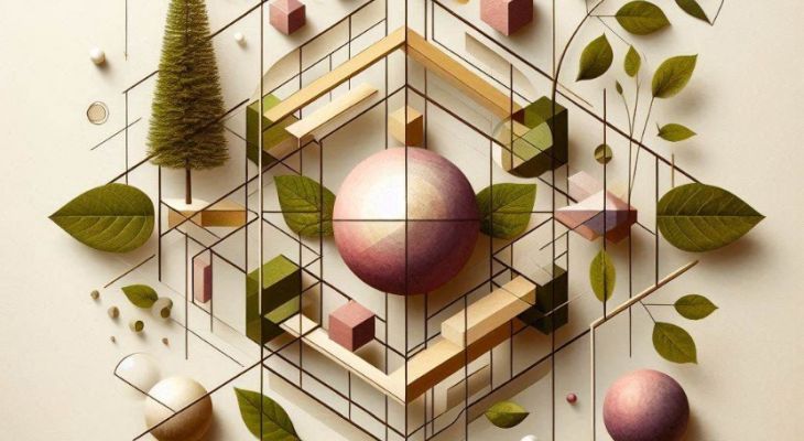 Incorporating Nature into Suprematism: Balancing Geometric Shapes with Natural Elements